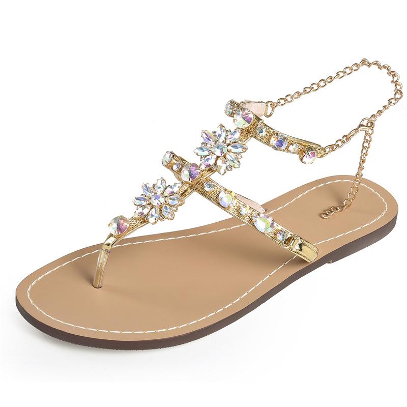 Summer Women Sandals Shine Flower Ladies Shoes Out...