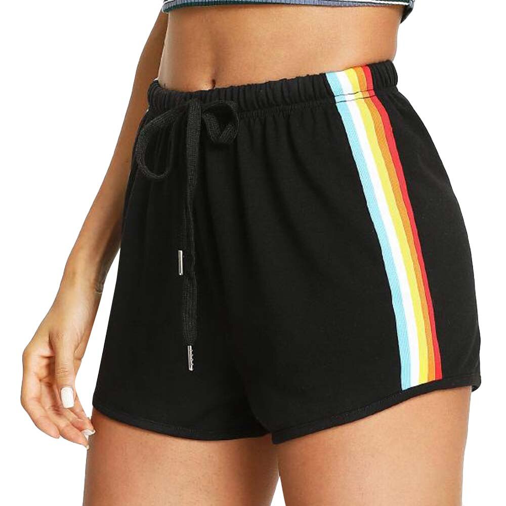 Shorts Women Women Rainbow Print Sport Elastic Sho...