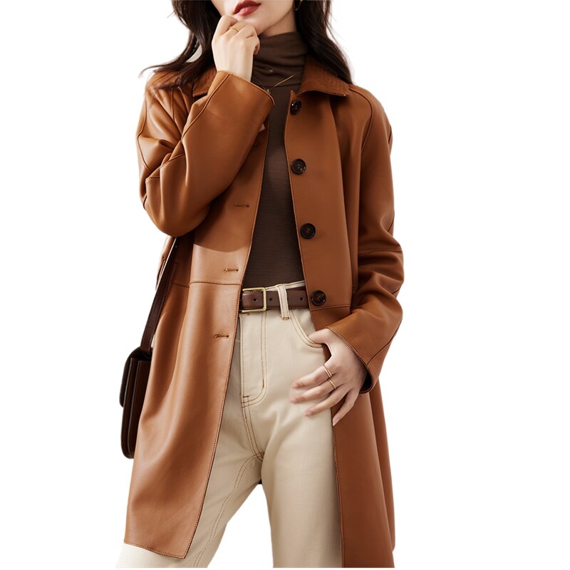 Genuine Leather Coat Women Spring Autumn Fashion M...